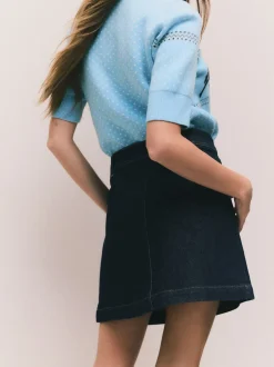 Rokken|Next - Denim Patch Pocket Mini Skirt Blauw met wassing