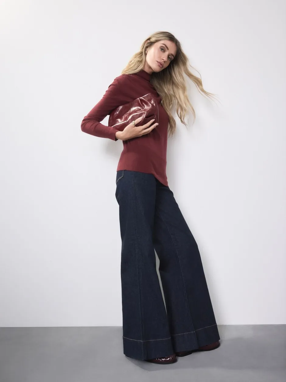 Jeans*Next - High Rise stretchy Jeans met wijde pijpen Blauw met wassing