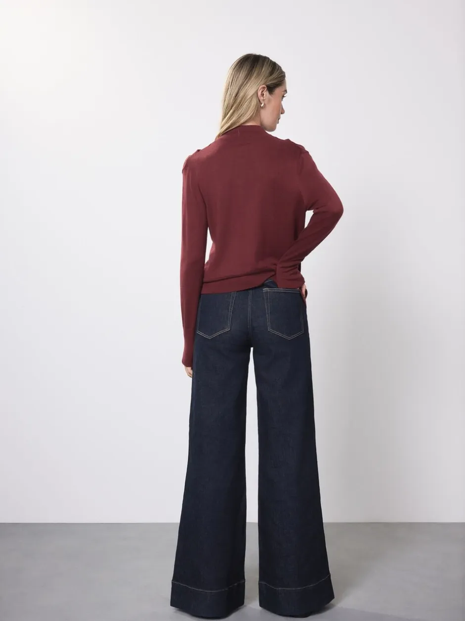 Jeans*Next - High Rise stretchy Jeans met wijde pijpen Blauw met wassing