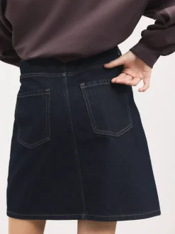 Rokken*Next Blauw met wassing - Knee Length Denim Skirt