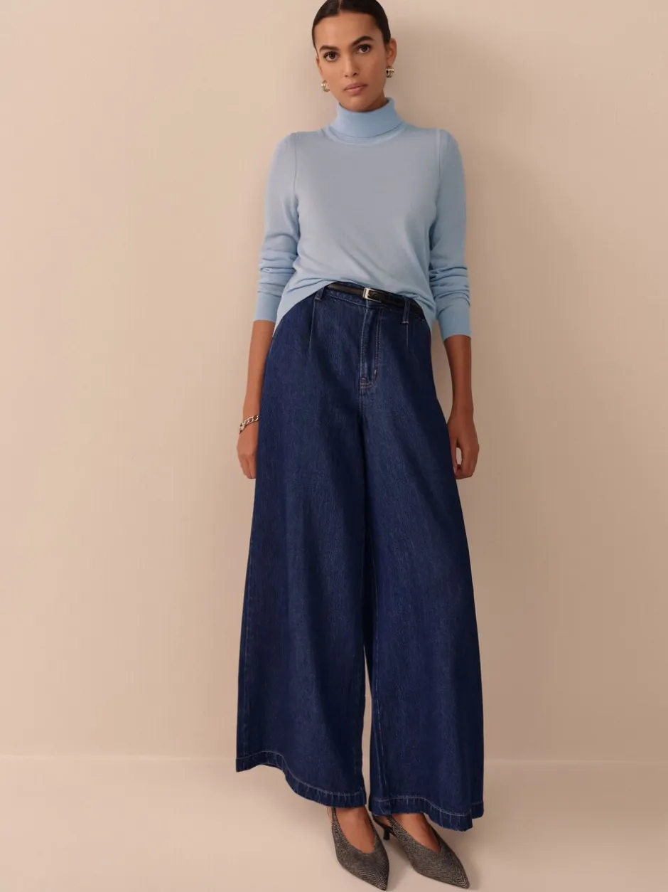 Jeans*Next - N. Premium Palazzo-jeans met wijde pijpen Blauw met wassing