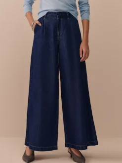 Jeans*Next - N. Premium Palazzo-jeans met wijde pijpen Blauw met wassing