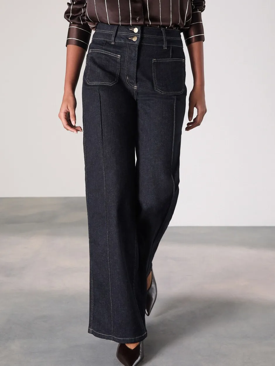 Jeans|Next - Slim Lift and Shape Wide Leg Jeans Blauw met wassing