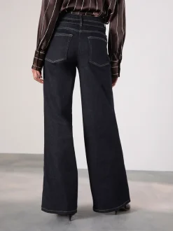 Jeans|Next - Slim Lift and Shape Wide Leg Jeans Blauw met wassing