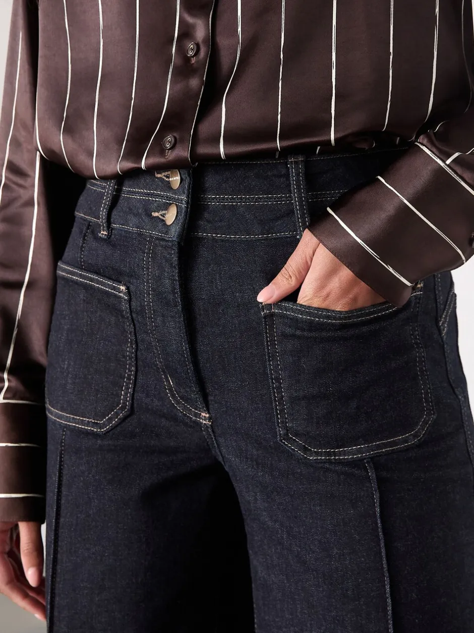 Jeans|Next - Slim Lift and Shape Wide Leg Jeans Blauw met wassing