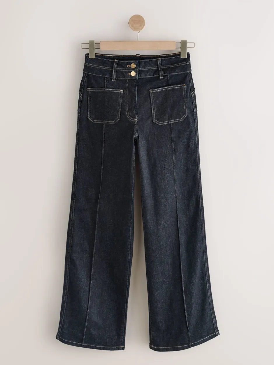 Jeans|Next - Slim Lift and Shape Wide Leg Jeans Blauw met wassing