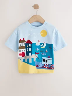T-Shirts|Tops*Next Blauw met zeethema - T-shirt met korte mouwen en applicatie (3 mnd - 7 jr)