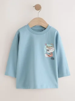 Tops|T-Shirts*Next Blauw Noodle Up - T-shirt met lange mouwen en print op de rug (3mnd -8jr)