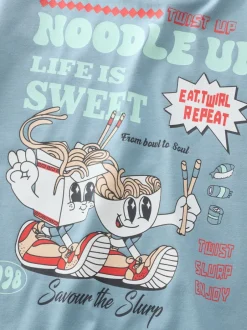 Tops|T-Shirts*Next Blauw Noodle Up - T-shirt met lange mouwen en print op de rug (3mnd -8jr)