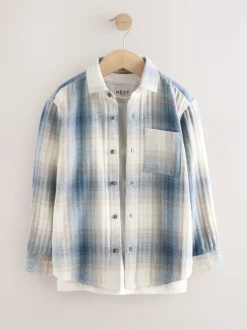 Shirts*Next - Set van geruit overhemd met lange mouwen en T-shirt 2 stuks (3-16jaar) Blauw Schaduw