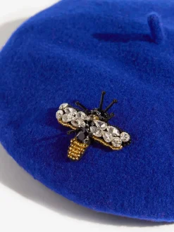 Mutsen, Handschoenen En Sjaals|Love & Roses - Beret Hat Blauw versierd