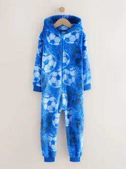 Nachtkleding En Pyjama's|Next - Fleece onesie (3-16 jr) Blauw voetbal