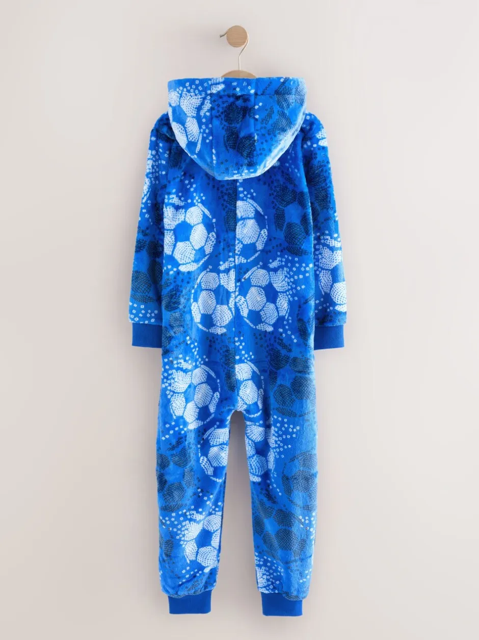 Nachtkleding En Pyjama's|Next - Fleece onesie (3-16 jr) Blauw voetbal