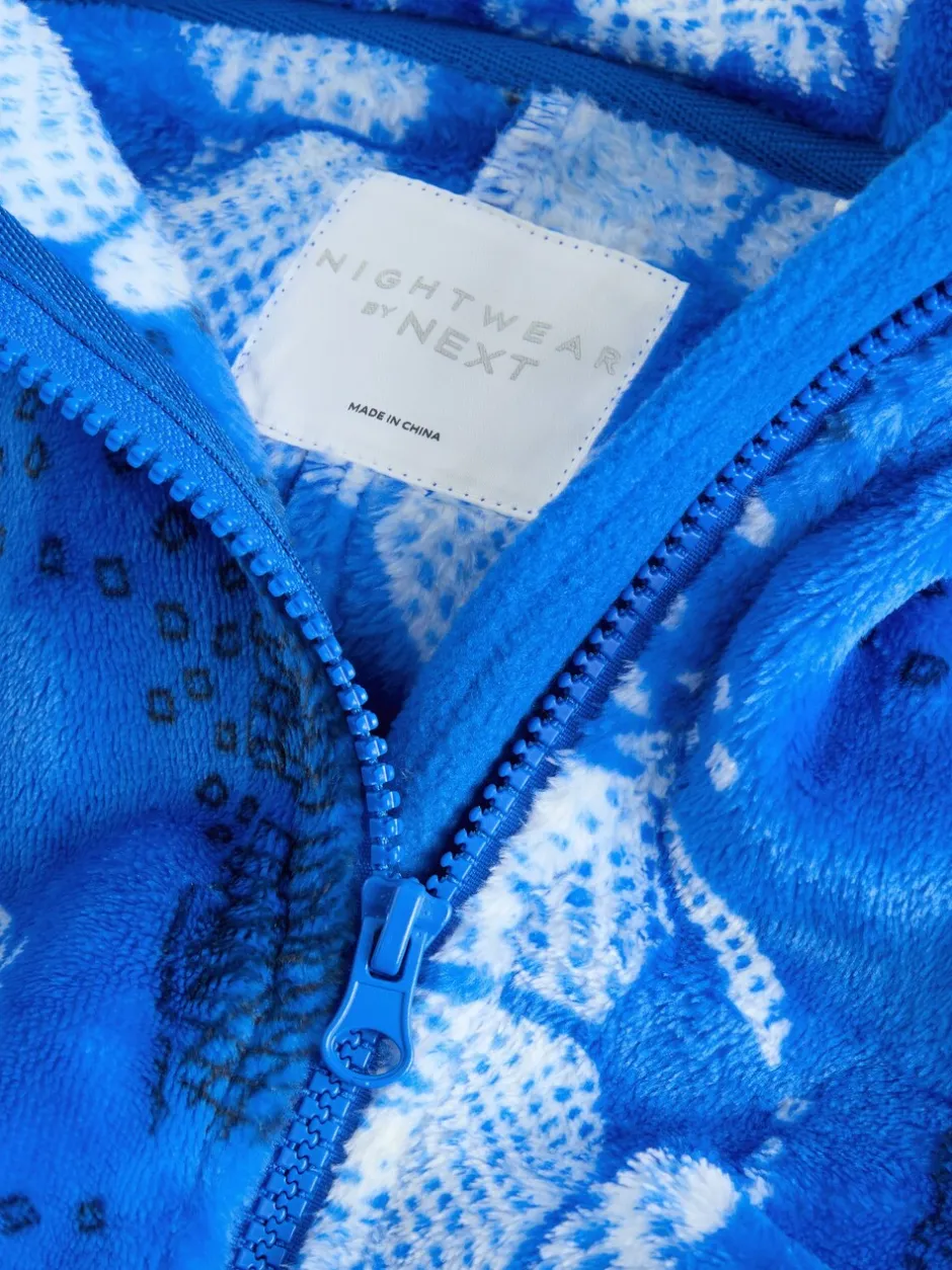 Nachtkleding En Pyjama's|Next - Fleece onesie (3-16 jr) Blauw voetbal