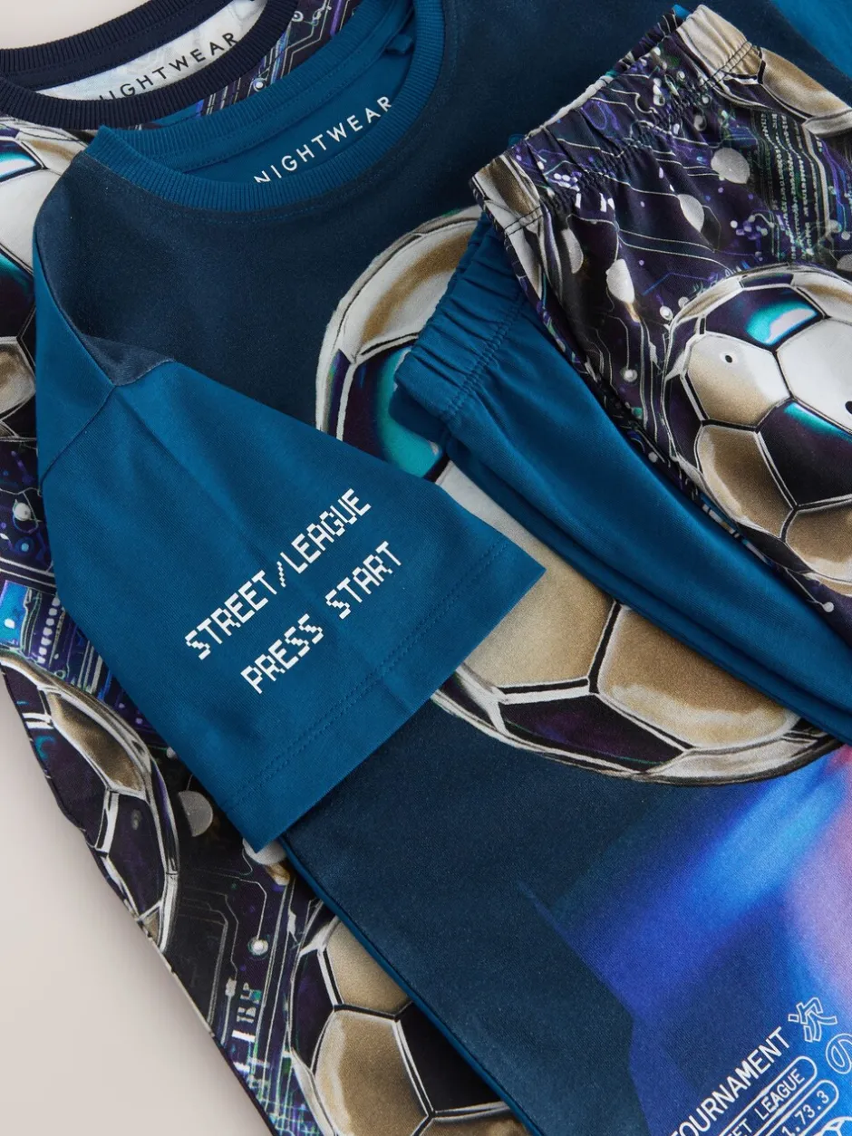 Pyjama's*Next - Set van 2 pyjama's met short (3-16 jr) Blauw voetbal