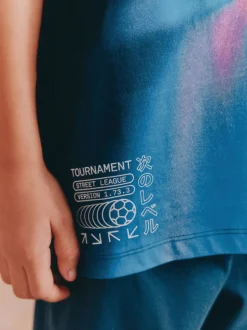 Pyjama's*Next - Set van 2 pyjama's met short (3-16 jr) Blauw voetbal