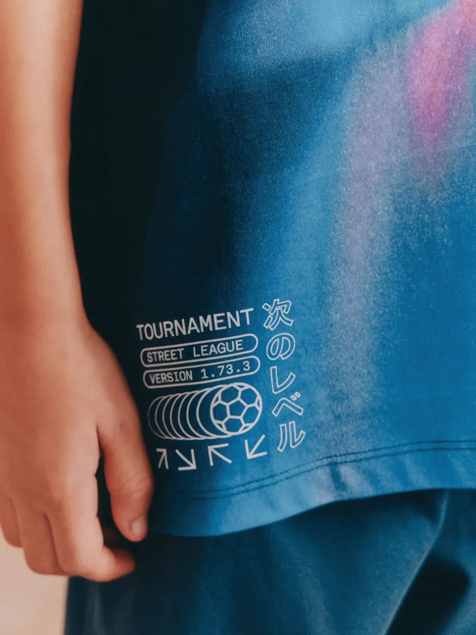 Pyjama's*Next - Set van 2 pyjama's met short (3-16 jr) Blauw voetbal