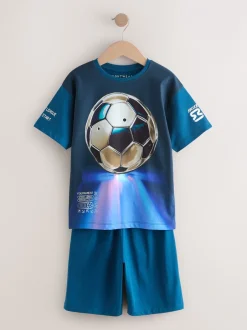 Pyjama's*Next - Set van 2 pyjama's met short (3-16 jr) Blauw voetbal
