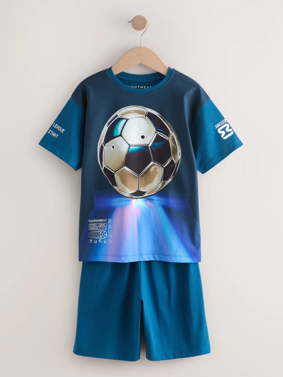 Pyjama's*Next - Set van 2 pyjama's met short (3-16 jr) Blauw voetbal