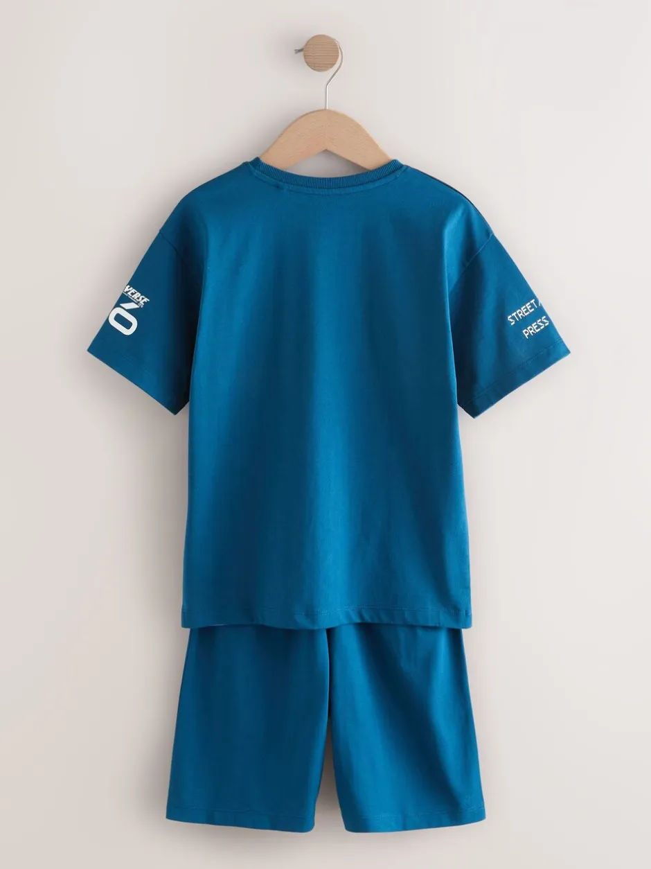 Pyjama's*Next - Set van 2 pyjama's met short (3-16 jr) Blauw voetbal