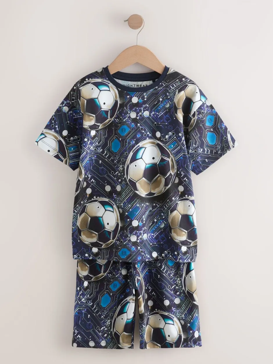 Pyjama's*Next - Set van 2 pyjama's met short (3-16 jr) Blauw voetbal