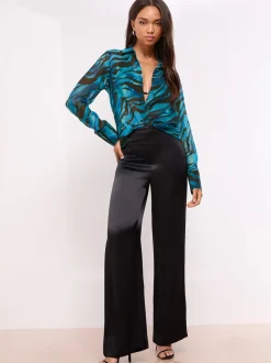 Gelegenheidskleding|Blouses En Overhemden|Lipsy - bedrukt chiffon overhemd Blauw zebra