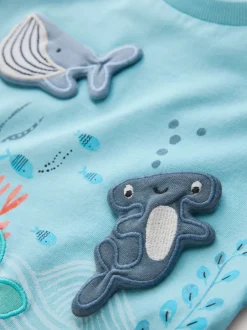 Tops|T-Shirts*Next - Short Sleeve 3D Padded T-Shirt (3mths-7yrs) Blauw zeedierenprint