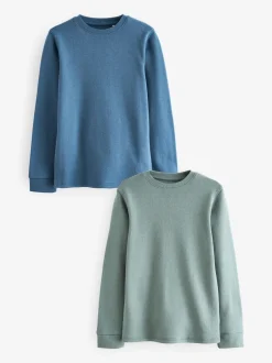Ondergoed|Schoolkleding|Next Blauw/blauwgroen - 2 -pack thermische tops met lange mouwen (2-16jr)