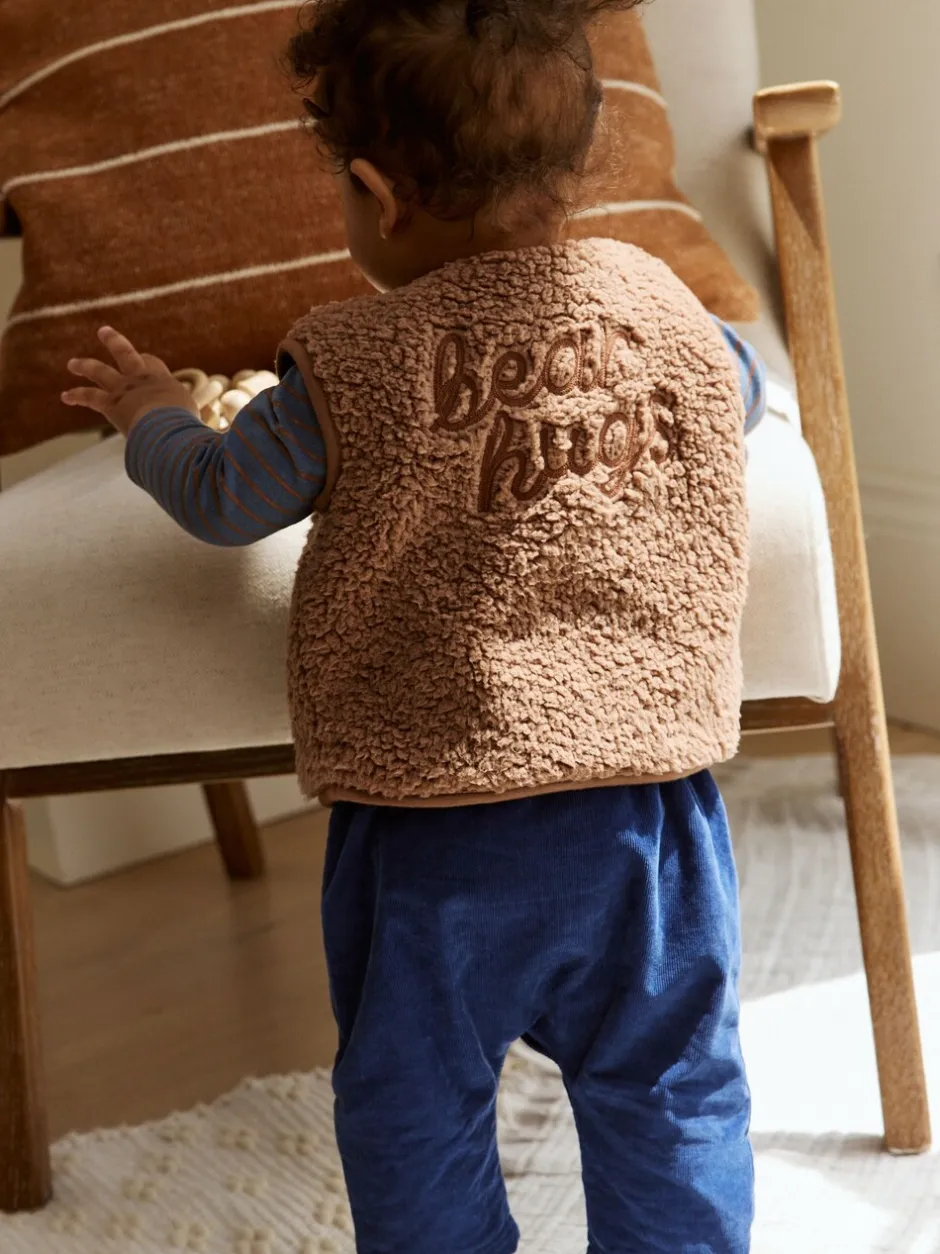 Tops|Sets En Outfits*Next - Baby Bodywarmer Top en Leggings Set (0mnd-2jr) Blauw/Bruin Berenknuffels Slogan Borg