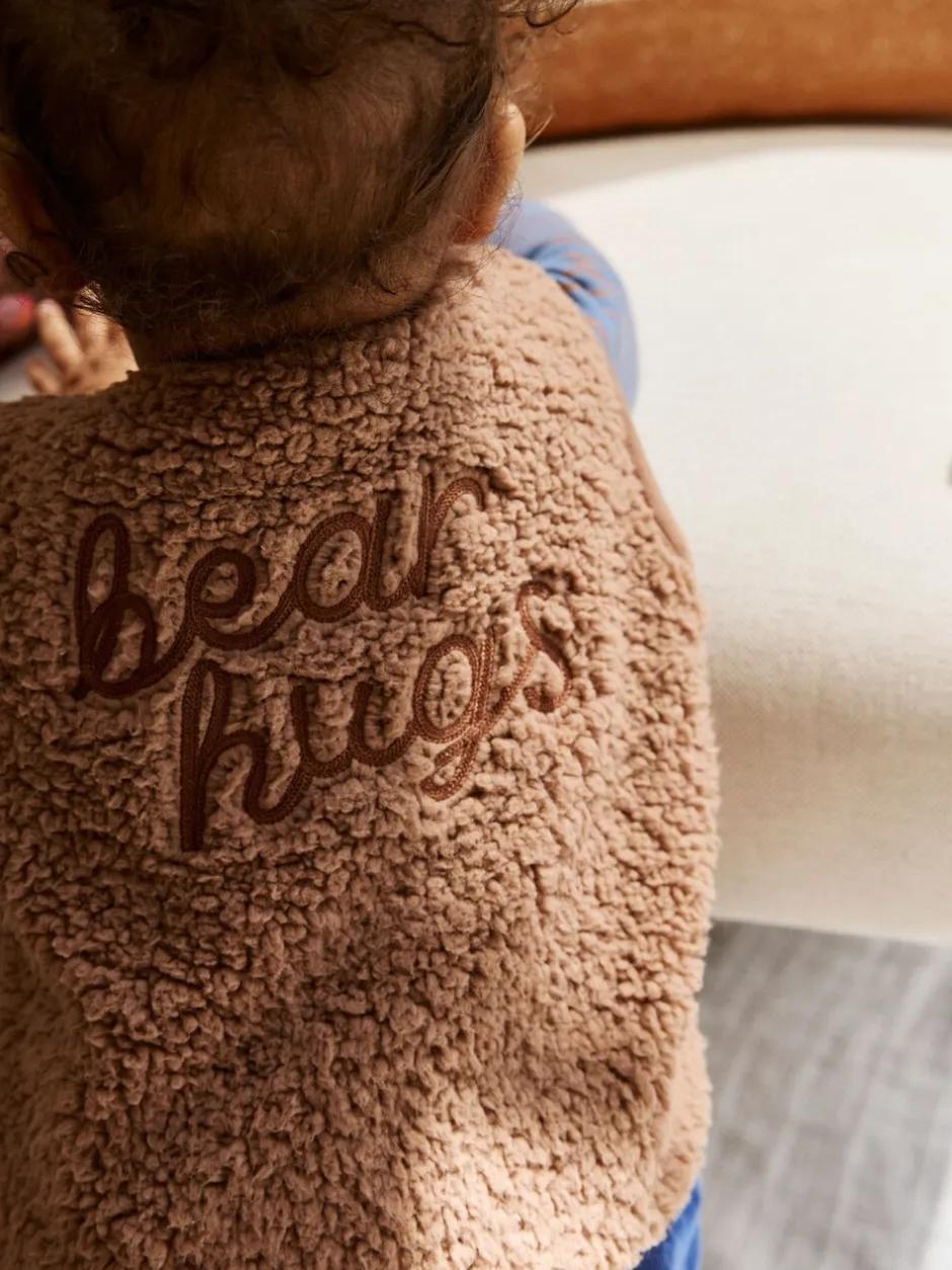 Tops|Sets En Outfits*Next - Baby Bodywarmer Top en Leggings Set (0mnd-2jr) Blauw/Bruin Berenknuffels Slogan Borg