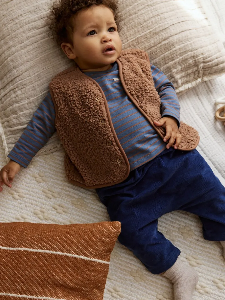 Tops|Sets En Outfits*Next - Baby Bodywarmer Top en Leggings Set (0mnd-2jr) Blauw/Bruin Berenknuffels Slogan Borg