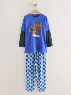 Pyjama's|Nachtkleding En Pyjama's*Next - Verpakking van 3 oversized pyjama's 3 (9mnd -10jr) Blauw/bruin met dinosaurus