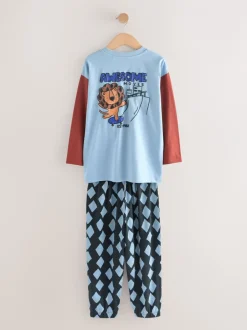 Pyjama's|Nachtkleding En Pyjama's*Next - Verpakking van 3 oversized pyjama's 3 (9mnd -10jr) Blauw/bruin met dinosaurus