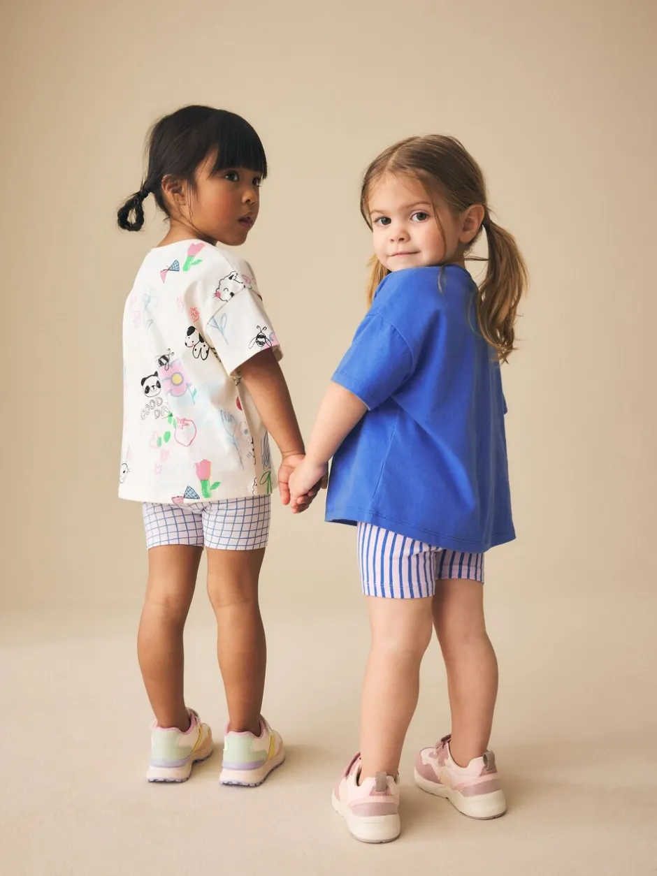 Tops|Sets En Outfits*Next - Top & Cycle Shorts Set 2 Pack (3mths-7yrs) Blauw/crèmekleurig