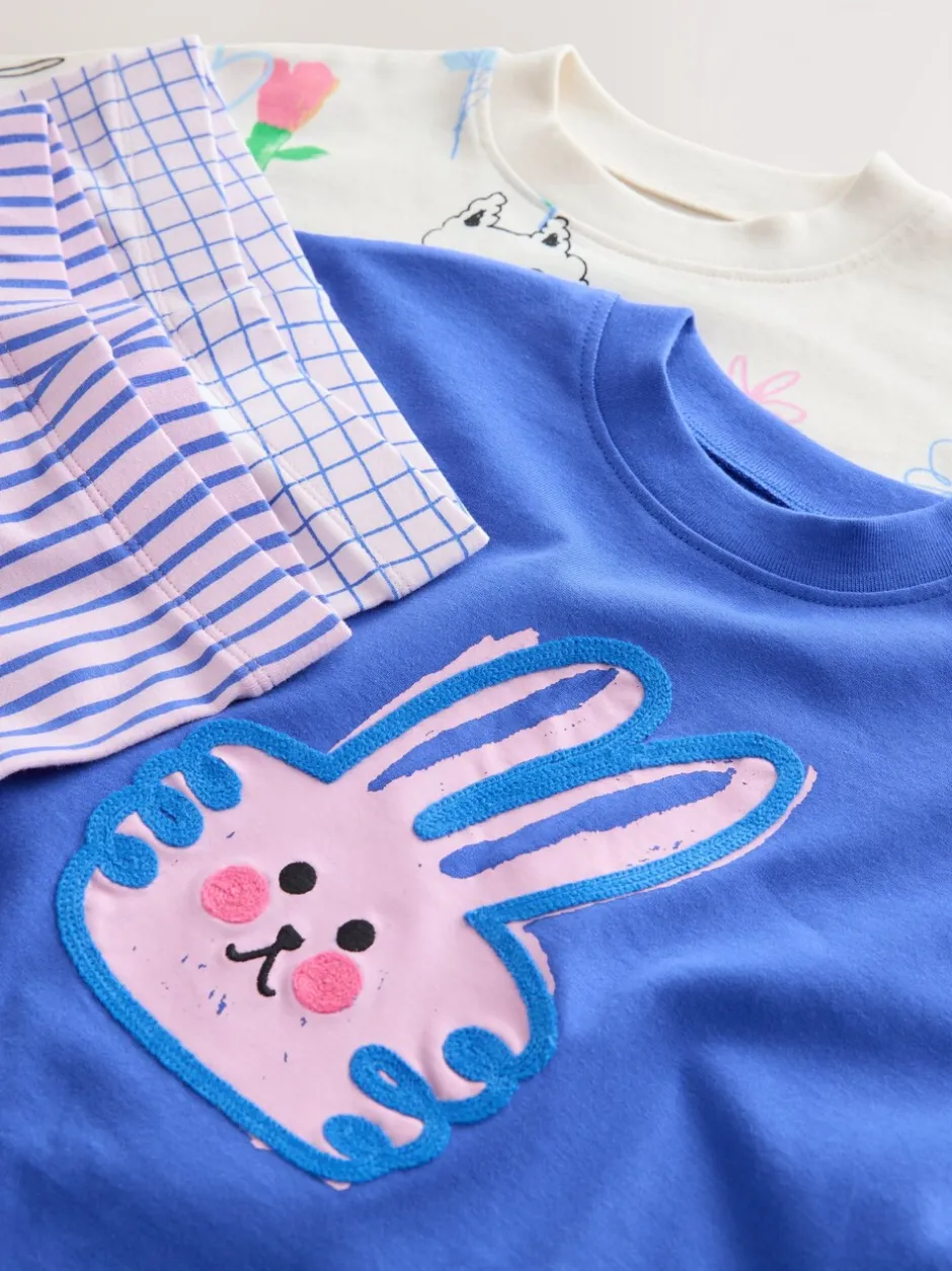 Tops|Sets En Outfits*Next - Top & Cycle Shorts Set 2 Pack (3mths-7yrs) Blauw/crèmekleurig