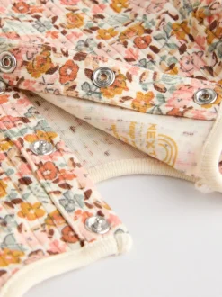 Rompertjes En Hemdjes*Next - Verpakking van 4 babyrompers met lange mouwen en ruches (0mnd-2jr) Blauw/crème/koraal Ditsy