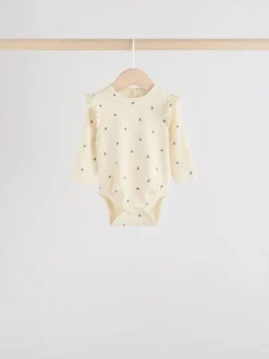 Rompertjes En Hemdjes*Next - Verpakking van 4 babyrompers met lange mouwen en ruches (0mnd-2jr) Blauw/crème/koraal Ditsy