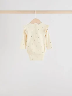 Rompertjes En Hemdjes*Next - Verpakking van 4 babyrompers met lange mouwen en ruches (0mnd-2jr) Blauw/crème/koraal Ditsy