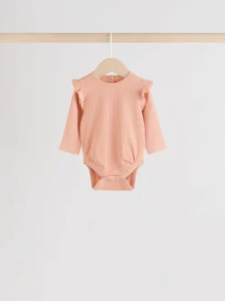 Rompertjes En Hemdjes*Next - Verpakking van 4 babyrompers met lange mouwen en ruches (0mnd-2jr) Blauw/crème/koraal Ditsy