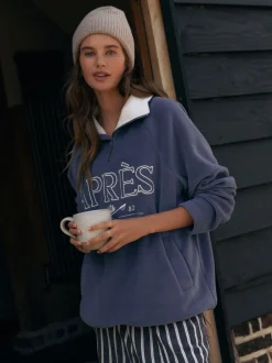 Hoody's En Sweatshirts*Next - Fleece trui met korte rits Blauwe Apres