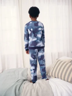 Pyjama's|Nachtkleding En Pyjama's*Next - Enkele behaaglijke fleece pyjama (3 - 16 jr) Blauwe camouflage spray