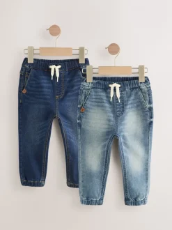 Jeans En Joggingbroeken|Jeans*Next Blauwe denim - Jogger-jeans met comfortabele stretch 2 -pak (3mnd-7jr)