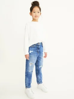 Jeans|Next Blauwe denim - Mom 100% katoenen jeans (3-16jaar)