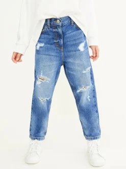 Jeans|Next Blauwe denim - Mom 100% katoenen jeans (3-16jaar)