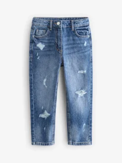 Jeans|Next Blauwe denim - Mom 100% katoenen jeans (3-16jaar)