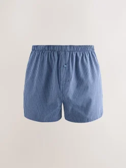 Ondergoed|Ondergoed*Next Blauwe gemixte print - Verpakking van 4 - Geweven boxershorts van puur katoen