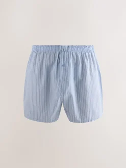 Ondergoed|Ondergoed*Next Blauwe gemixte print - Verpakking van 4 - Geweven boxershorts van puur katoen