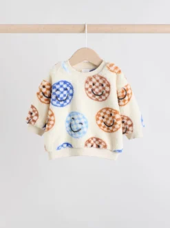 Truien En Breisels|Sets En Combisets|Next - Set van fleece top en joggingbroek voor baby's (0mnd -2jr) Blauwe gezichten met dambordmotief