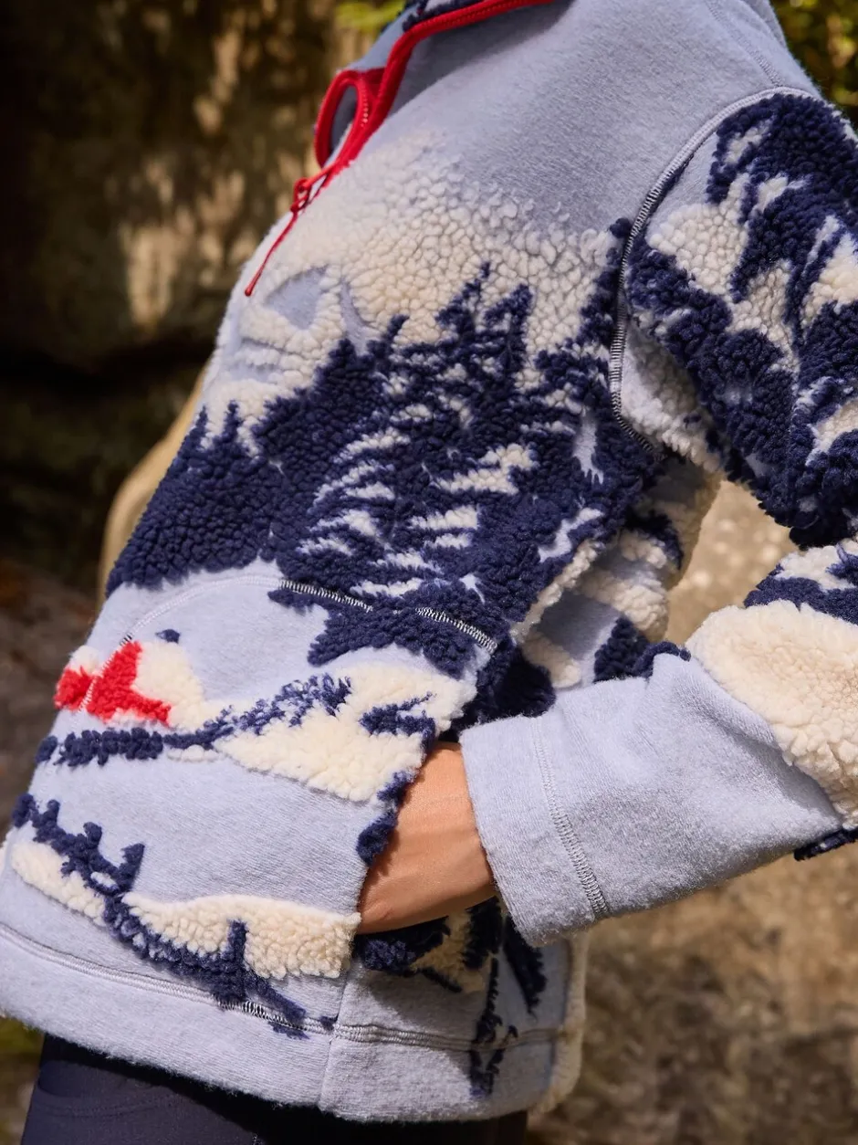 Hoody's En Sweatshirts*Next Blauwe grafische winterlandschap - Soft Touch Knusse Teddy Borg Kwartrondrits Fleece