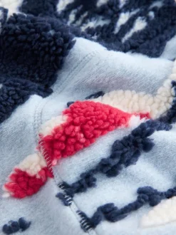 Hoody's En Sweatshirts*Next Blauwe grafische winterlandschap - Soft Touch Knusse Teddy Borg Kwartrondrits Fleece